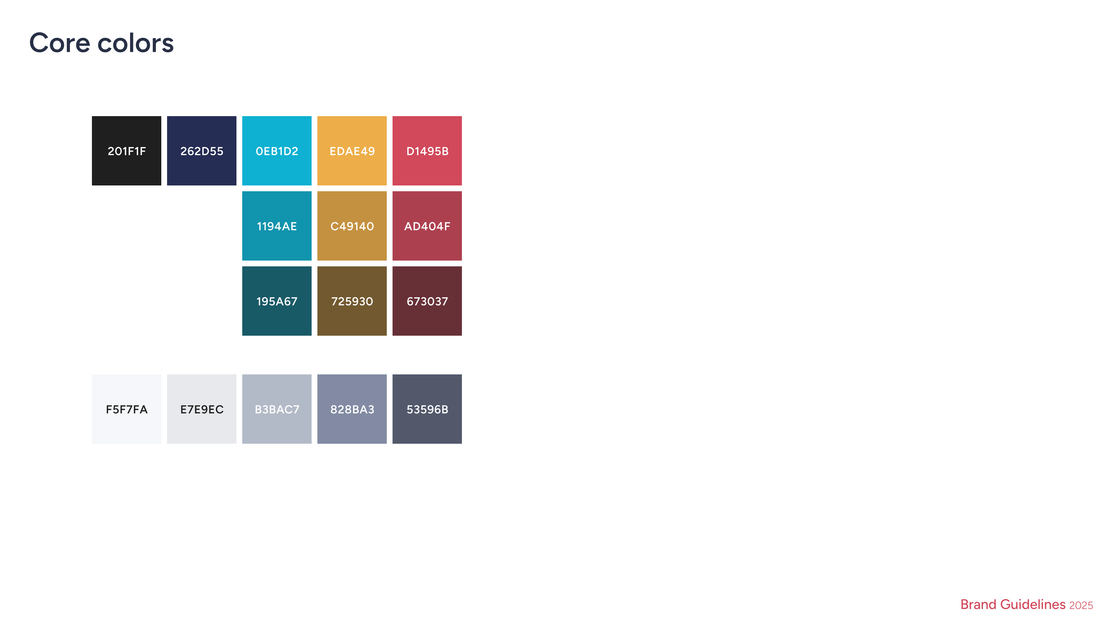 CovenantIQ core color palette from brand guidelines